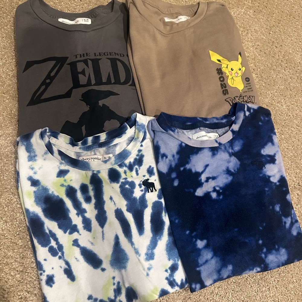 Abercrombie Kids Graphic Tees - Gray, Tan, Blue Tie-Dye